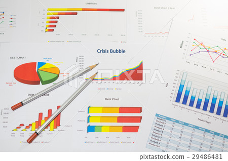 financial crisis bubble with down turn graph 29486481