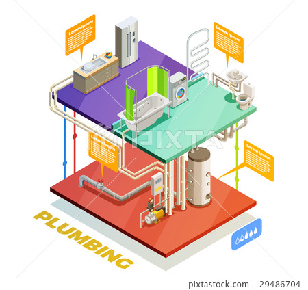 Plumbing Water Heating System Isometric View 29486704