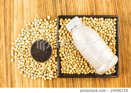 Soybean and soybean milk with black sesame Soybean and soybean milk with black sesame 29486729
