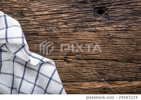 Top view of checkered tablecloth or napkin. 29487224