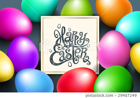 Happy easter lettering colorful egg. vector Happy easter lettering colorful egg. vector 29487249