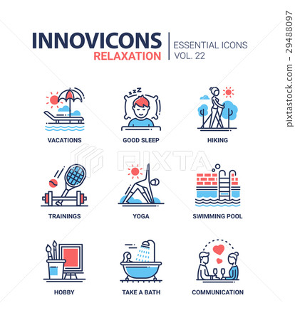 Relaxation - modern color vector single line icon Relaxation - modern color vector single line icon 29488097