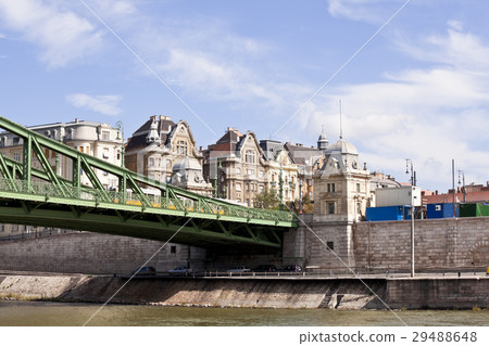 Bridge and building on the bank of Danube River 29488648