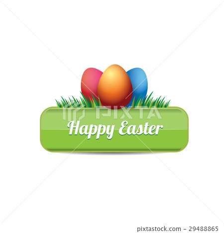 Easter vector green glossy button with easter egg Easter vector green glossy button with easter egg 29488865