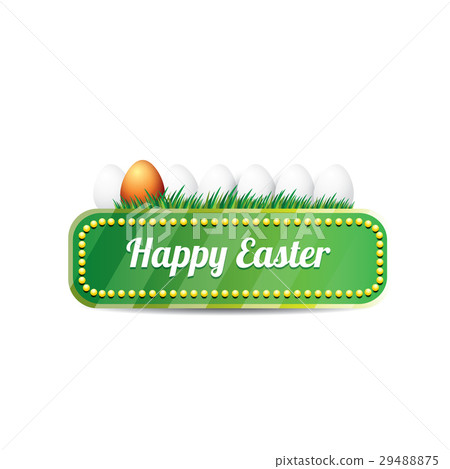 Easter vector green glossy button with easter egg Easter vector green glossy button with easter egg 29488875