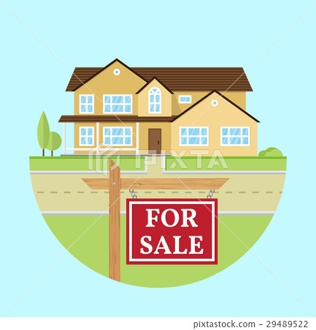 Vector flat icon suburban american house. 29489522