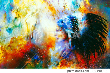 young native indian woman wearing a gorgeous 29490102