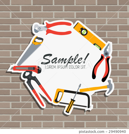 Repair Tools and Instruments on Brick Wall Vector 29490940