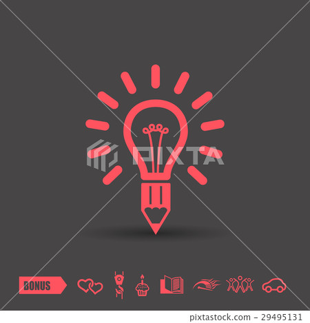 Pictograph of light bulb . Red neon color Pictograph of light bulb . Red neon color 29495131