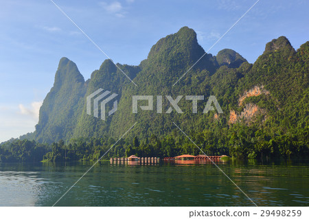 Floating houses on Cheow Lan lake 29498259