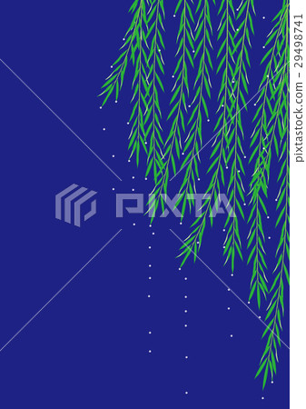 A weeping willow and drops Japanese background material 29498741