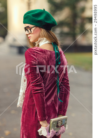 Fashion portrait of college student girl at campus Fashion portrait of college student girl at campus 29498995