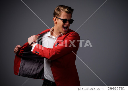 Stylish man in red jacket Stylish man in red jacket 29499761