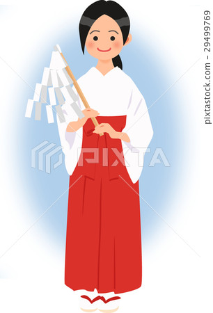 Shrine maiden with blue money · Blue back 29499769