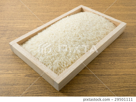 Thai Jasmine Rice in A Wooden Tray Thai Jasmine Rice in A Wooden Tray 29501111