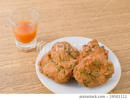 Thai Fish Cakes Served With Sweet Spicy Sauce Thai Fish Cakes Served With Sweet Spicy Sauce 29501112