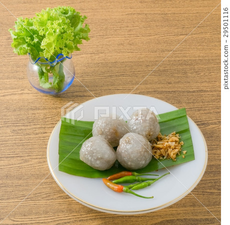 Thai Tapioca Balls Served with Lettuce Leaves Thai Tapioca Balls Served with Lettuce Leaves 29501116