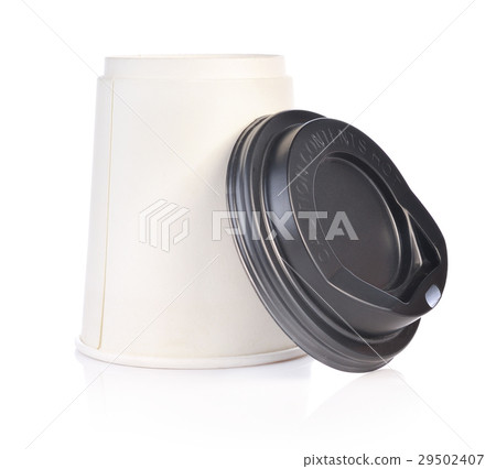Paper cup of hot coffee on white 29502407