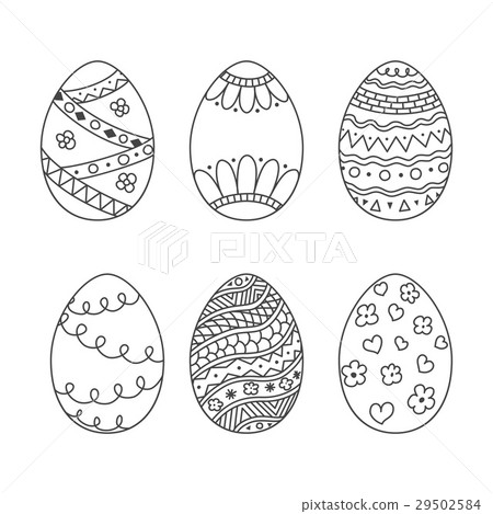 Vector set of easter eggs in doodle style - Stock Illustration ...
