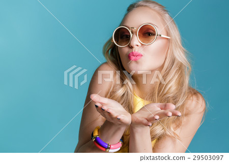 portrait of beautiful blond woman in sunglasses portrait of beautiful blond woman in sunglasses 29503097
