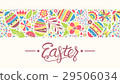 Easter Seamless Ornament Line with Eggs Flowers 29506034