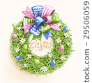 Easter Festive Grass Wreath with Bow Egg Flower 29506059