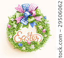 Easter Festive Grass Wreath with Bow Egg Flower 29506062