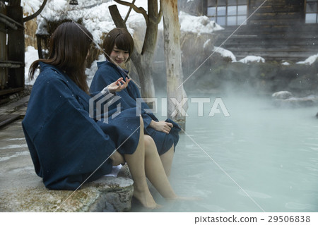 Ladies travel Snowscape hot spring 29506838
