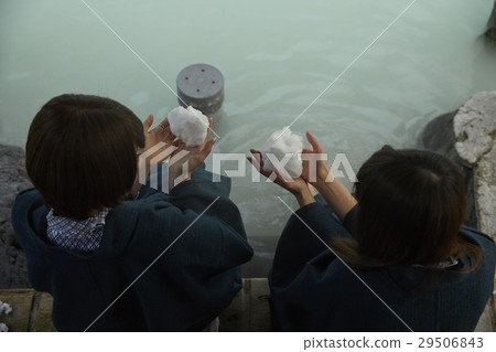 Ladies travel Snowscape hot spring 29506843