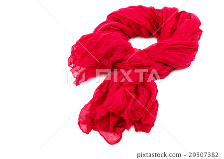 Red women's scarf or shawl on white background. Red women's scarf or shawl on white background. 29507382