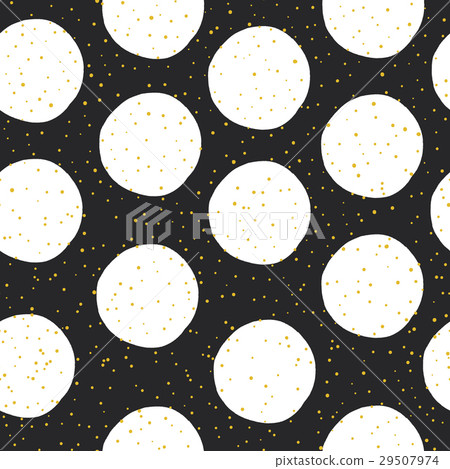 Yellow Circles and Black Chaotic Dots on White - Stock Illustration ...