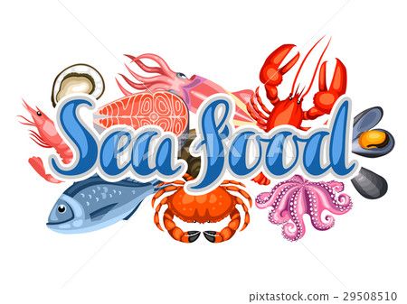 Background with various seafood. Illustration of 29508510