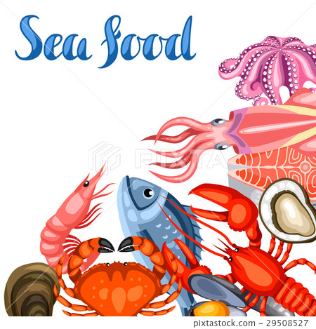 Background with various seafood. Illustration of 29508527