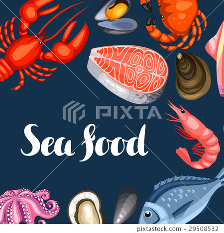 Background with various seafood. Illustration of 29508532
