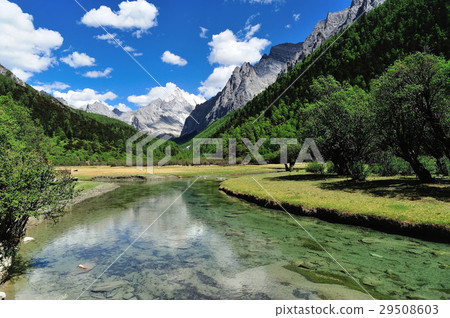 Tibet snow mountain with river Tibet snow mountain with river 29508603