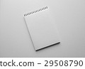 Paper sheet or notebook and pen. White table.  29508790