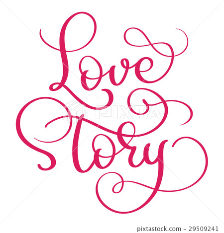 red Love story words on white background. Hand 29509241