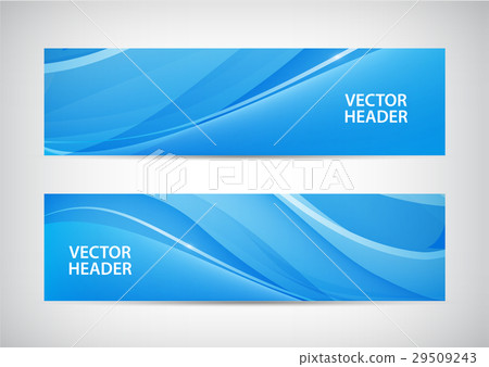 Vector set of abstract blue wavy headers, water 29509243
