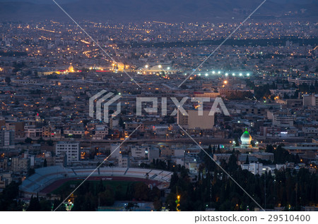 Night view aerial view of Shiraz Night view aerial view of Shiraz 29510400