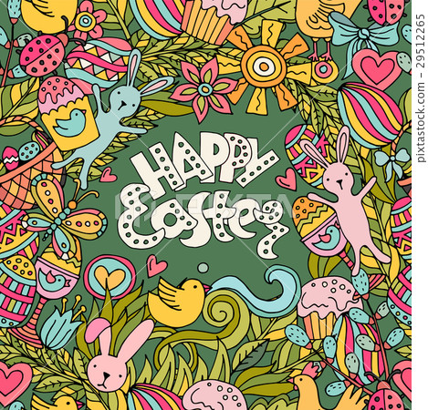 Cartoon vector hand drawn Doodle Happy Easter Cartoon vector hand drawn Doodle Happy Easter 29512265