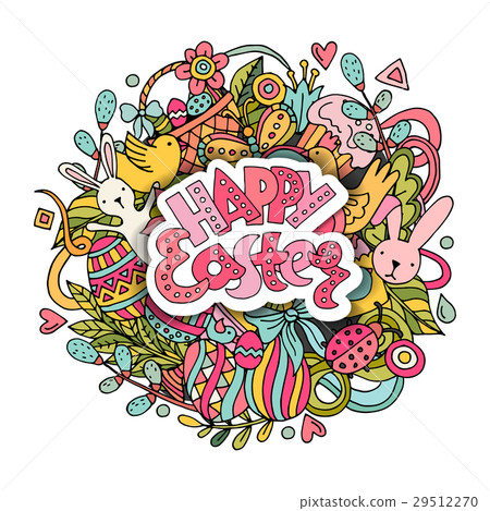 Cartoon vector hand drawn Doodle Happy Easter Cartoon vector hand drawn Doodle Happy Easter 29512270