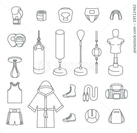 Boxing flat vector thin line icons 29512462