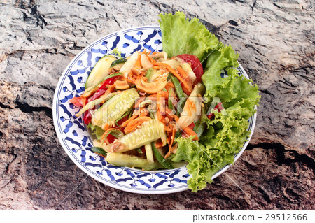 Spicy and sour mixed vegetable salad with cucumber 29512566