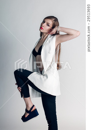 Portrait of beautiful woman with creative make-up 29513693