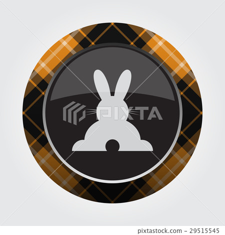 button orange, black tartan - rabbit, rear view - Stock Illustration ...