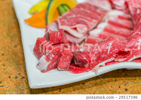 Uncooked raw fresh beef . Uncooked raw fresh beef . 29517396