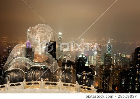 Double exposure Giant Buddha in Hong Kong 29519857