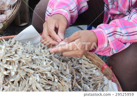 dried fish for cooking in the market. dried fish for cooking in the market. 29525959