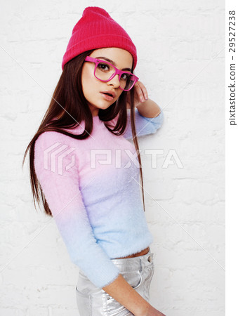 young pretty stylish hipster girl posing emotional young pretty stylish hipster girl posing emotional 29527238