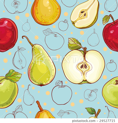 Vector seamless pattern with apples and pears - Stock Illustration ...